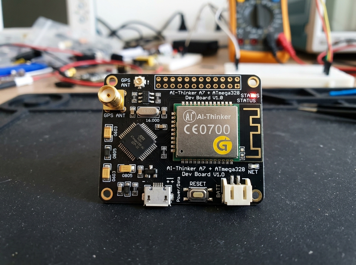 Integrated A7 + ATmega328P Automotive Telematics Tracker