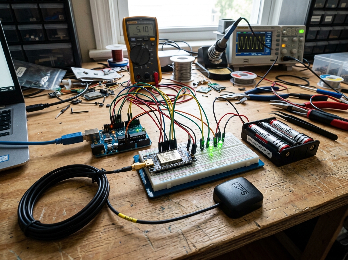 Dual-UART Arduino Uno Bench Setup & Real-time GPS Fix