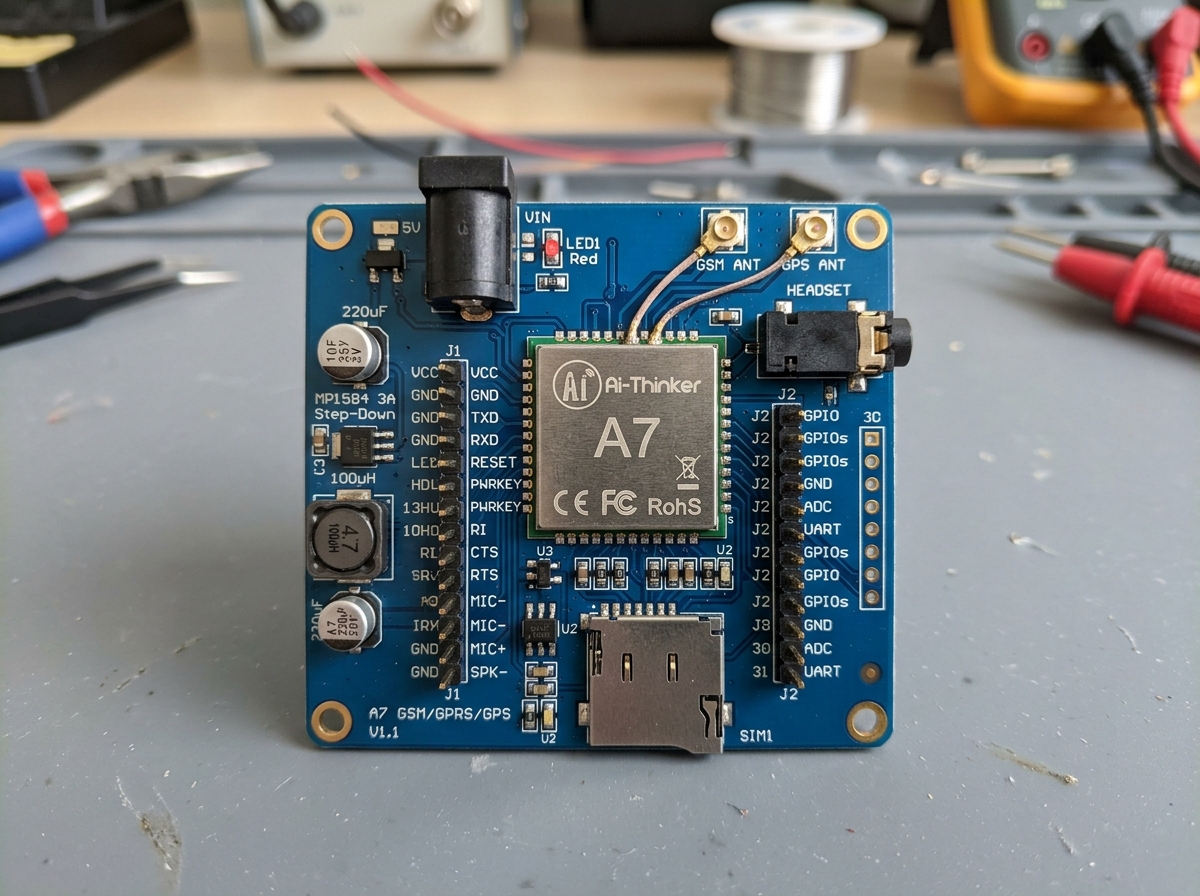 AI-Thinker A7 Development Board Top View & Pinout Breakdown